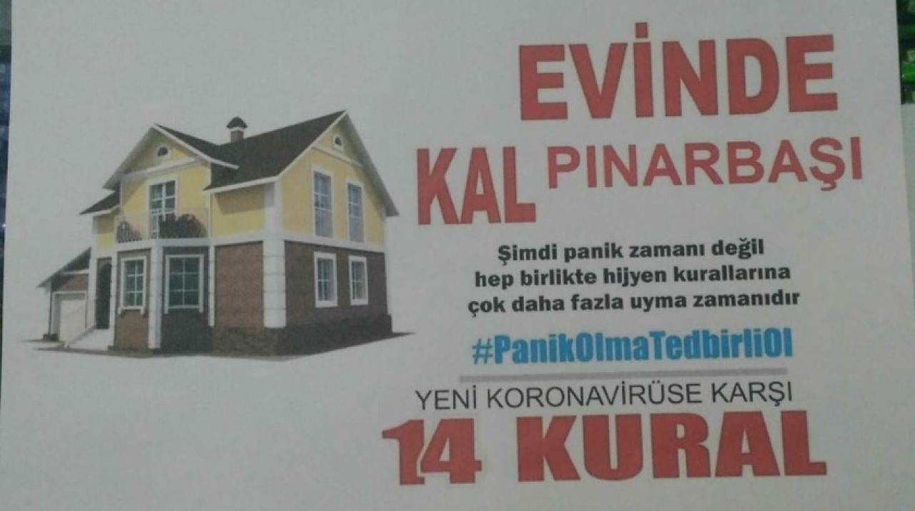 Koronavirüse karşı 'Evinde Kal' Pınarbaşı