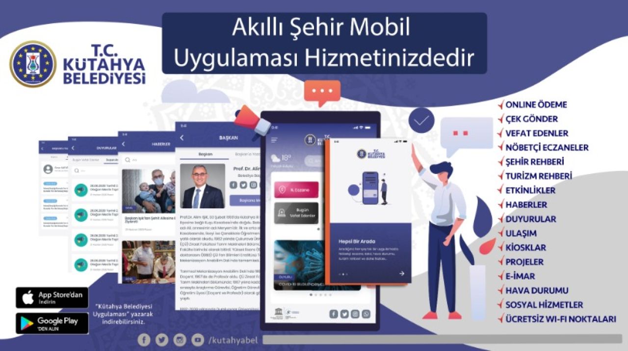 Kütahya Belediyesinin Akıllı Şehir Mobil Uygulaması yenilendi