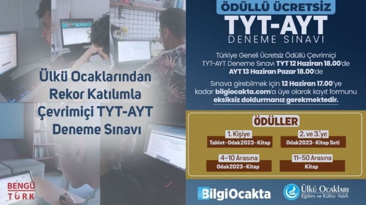 Ülkü Ocaklarından rekor katılımla çevrimiçi TYT-AYT deneme sınavı