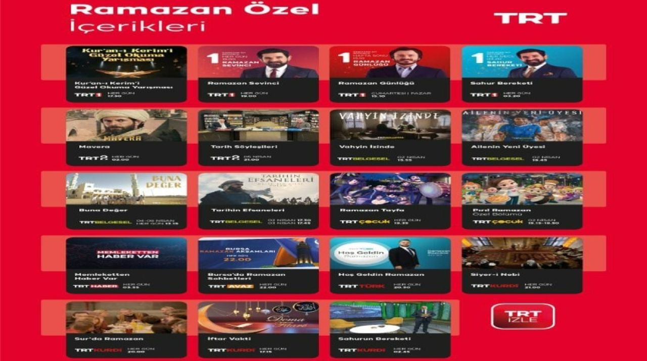 TRT’den Ramazan Ayına Özel İçerikler