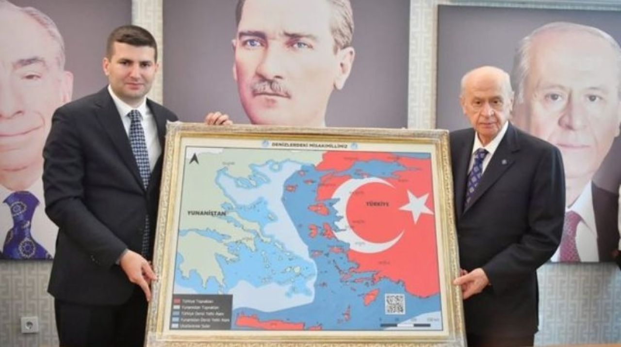 MHP Lideri Bahçeli’ye hediye edilen harita Yunan’dan sonra Alman’ı da çıldırttı