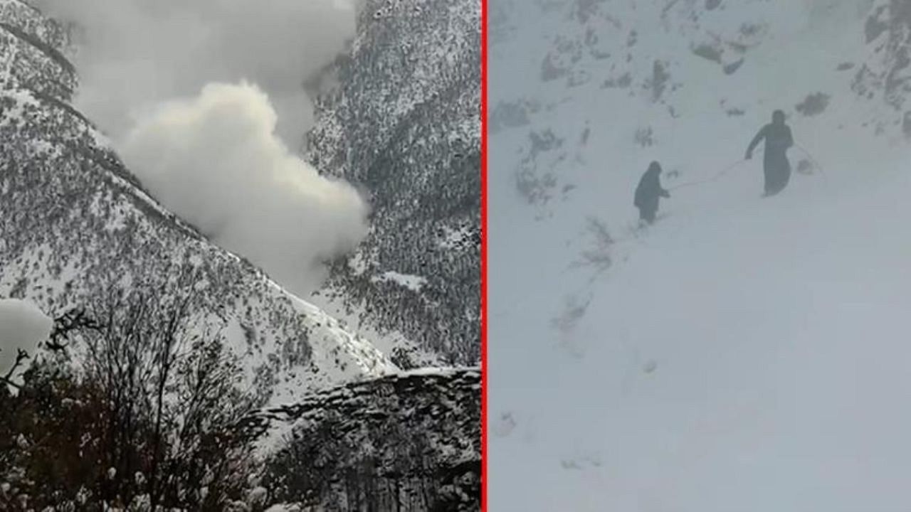 Hakkari'de çığ düştü! Korkulu anlar işçilerin kamerasına böyle yansıdı