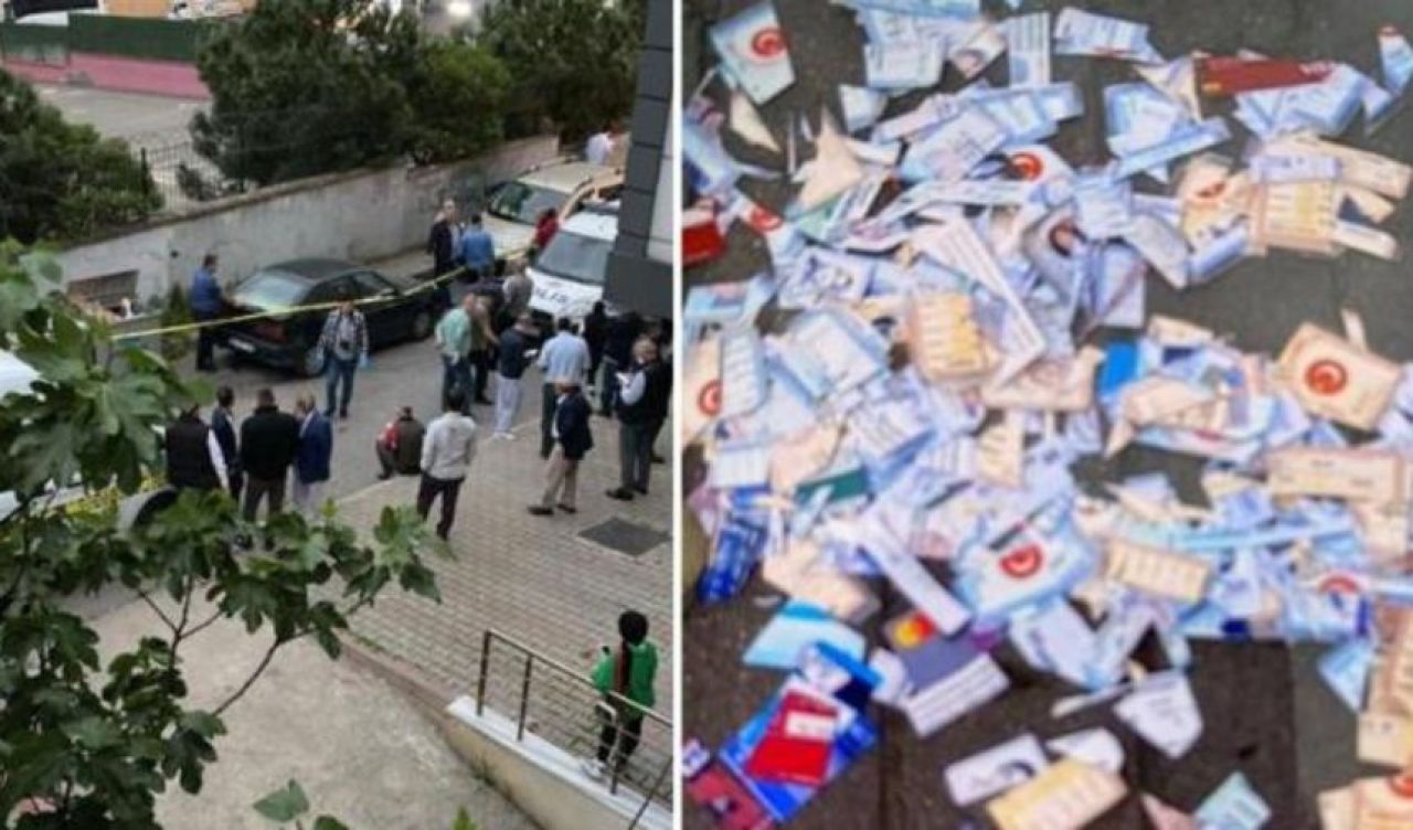 Pendik'te bir okulun önündeki çöpte çok sayıda kesilmiş kimlik bulundu