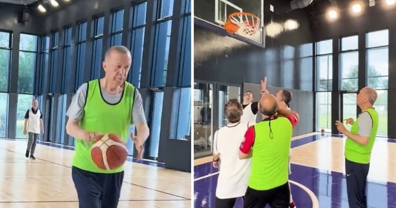 Mustafa Varank, Cumhurbaşkanı Erdoğan'ın basketbol maçı yaptığı anları paylaştı: "Haydi Hido sayıya"