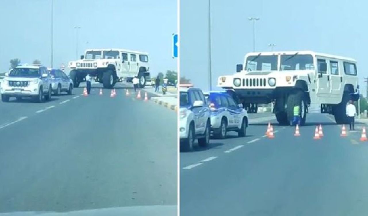 Dünyanın en büyük arabası Dubai'de trafiğe indi! Görenler bir daha baktı