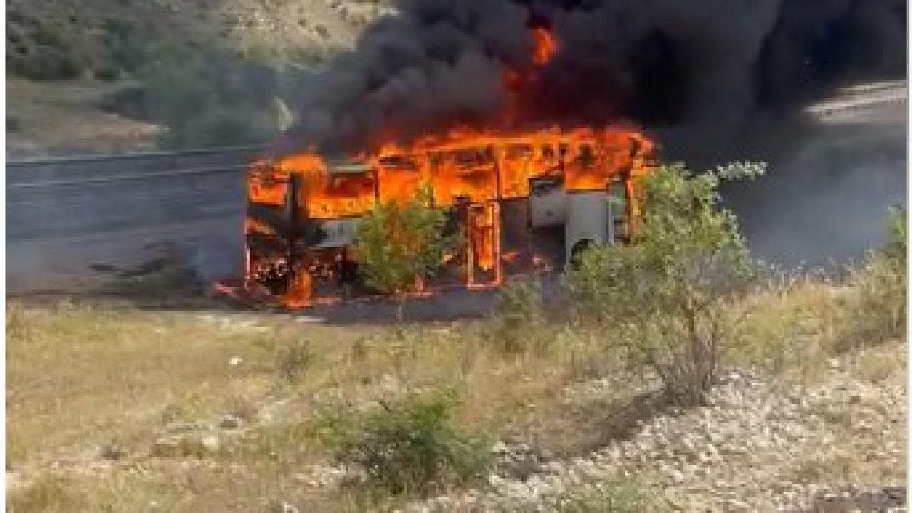 Erzurum'da yolcu otobüsünde yangın