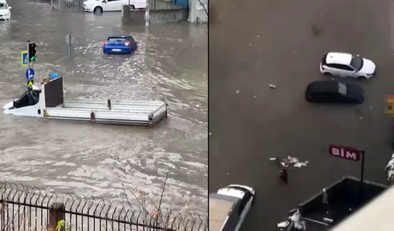 Araçlar suya gömüldü, trafik durma noktasına geldi! İstanbul yeniden sele teslim