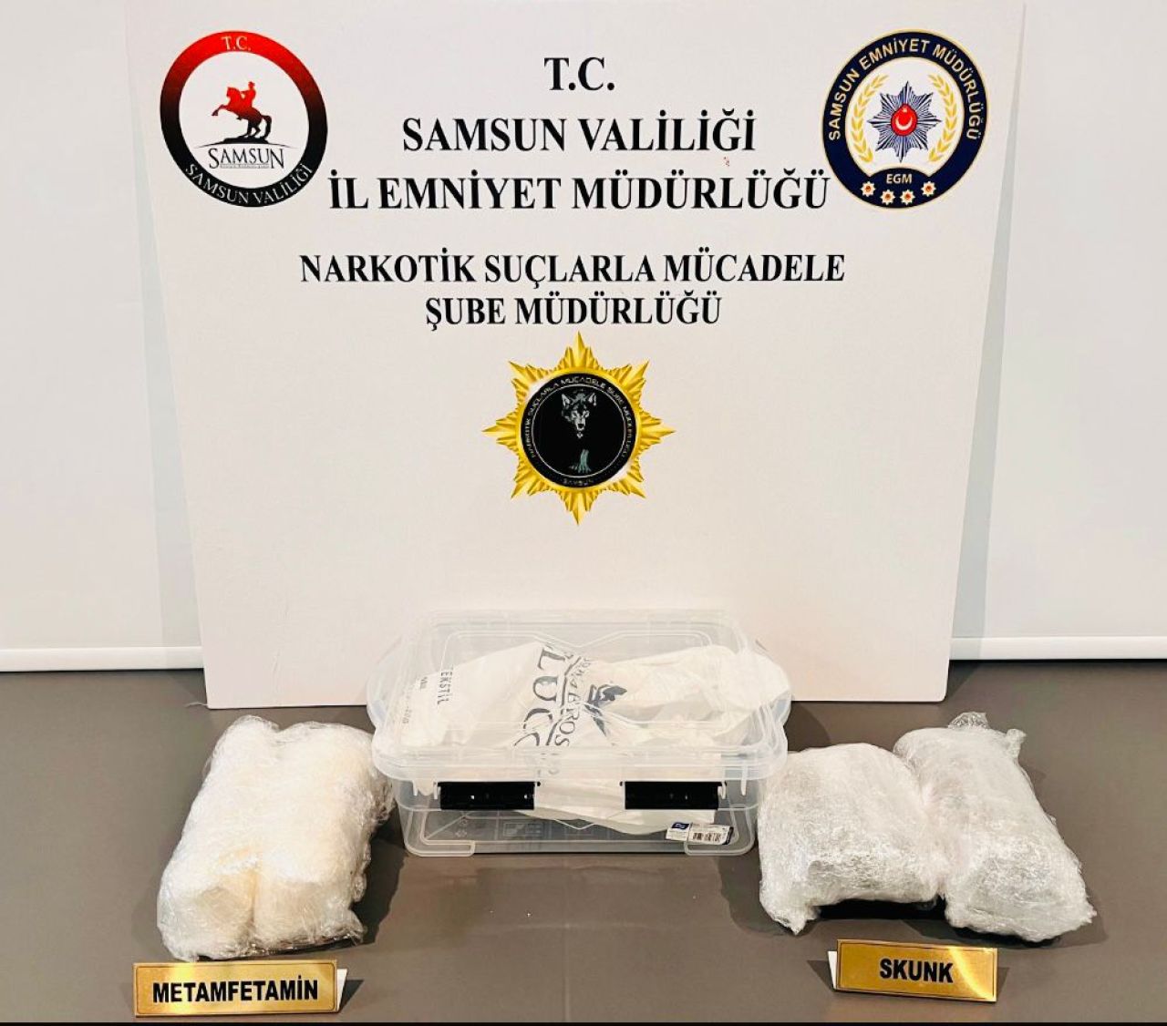 Samsun'da yolcu otobüsünde 1,5 kilogram uyuşturucu ele geçirildi