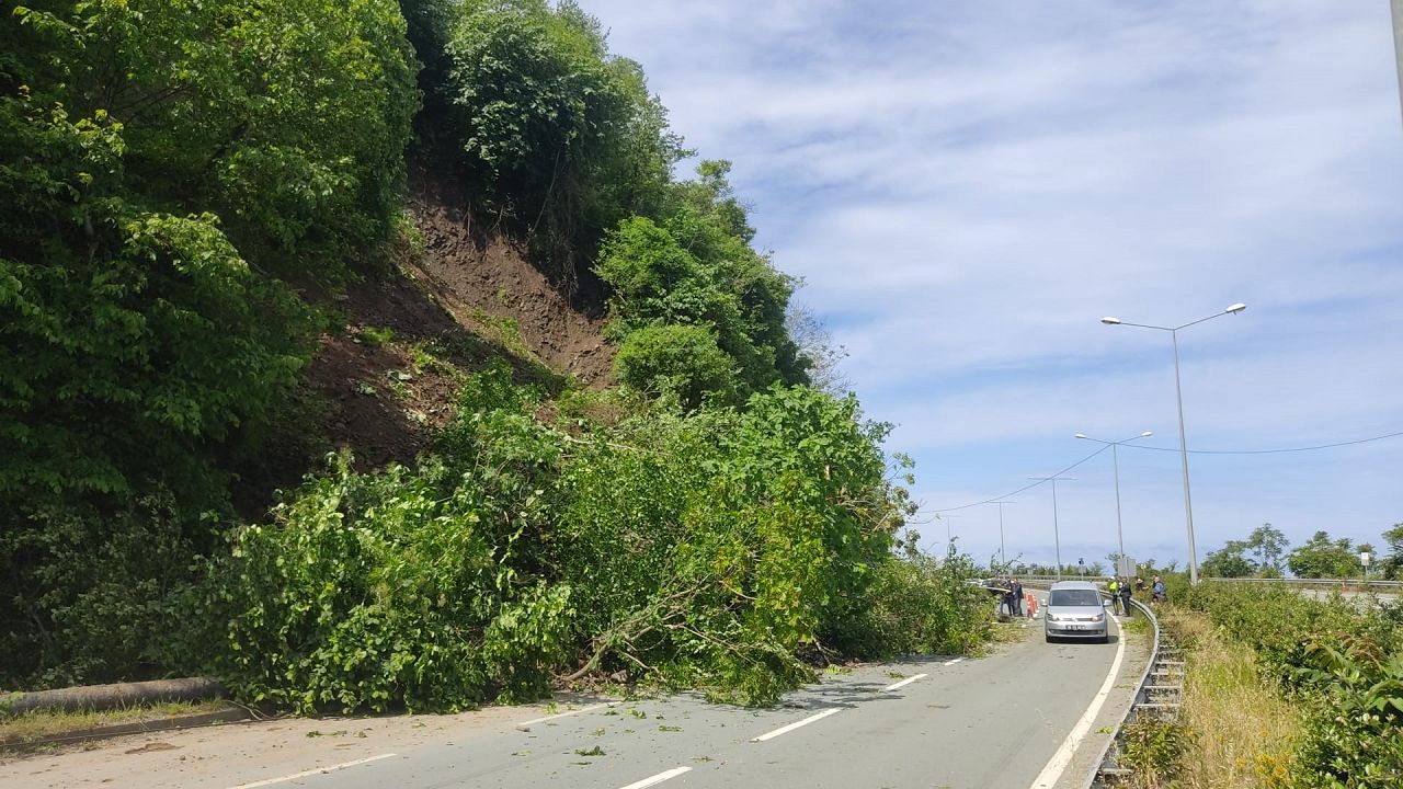 Karadeniz Sahil Yolu'nda heyelan meydana geldi