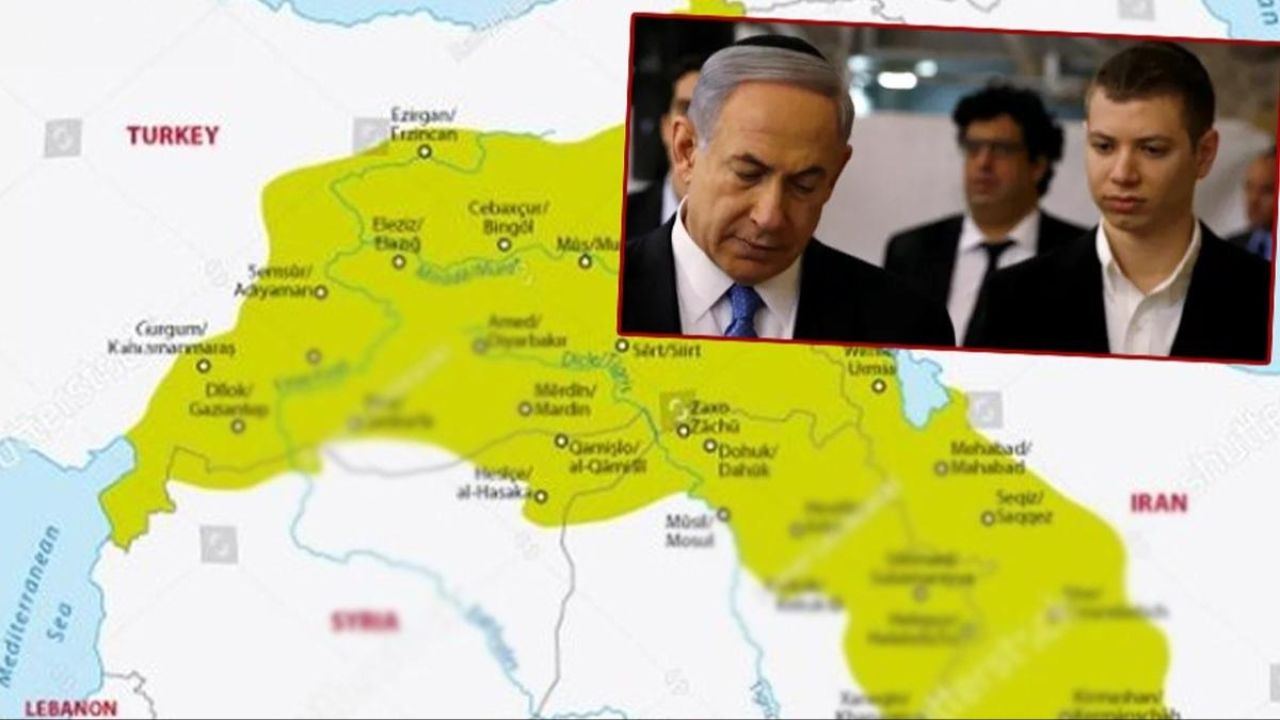 Netanyahu'nun oğlundan skandal paylaşım! Sözde Kürdistan haritasıyla Türkiye'yi hedef aldı
