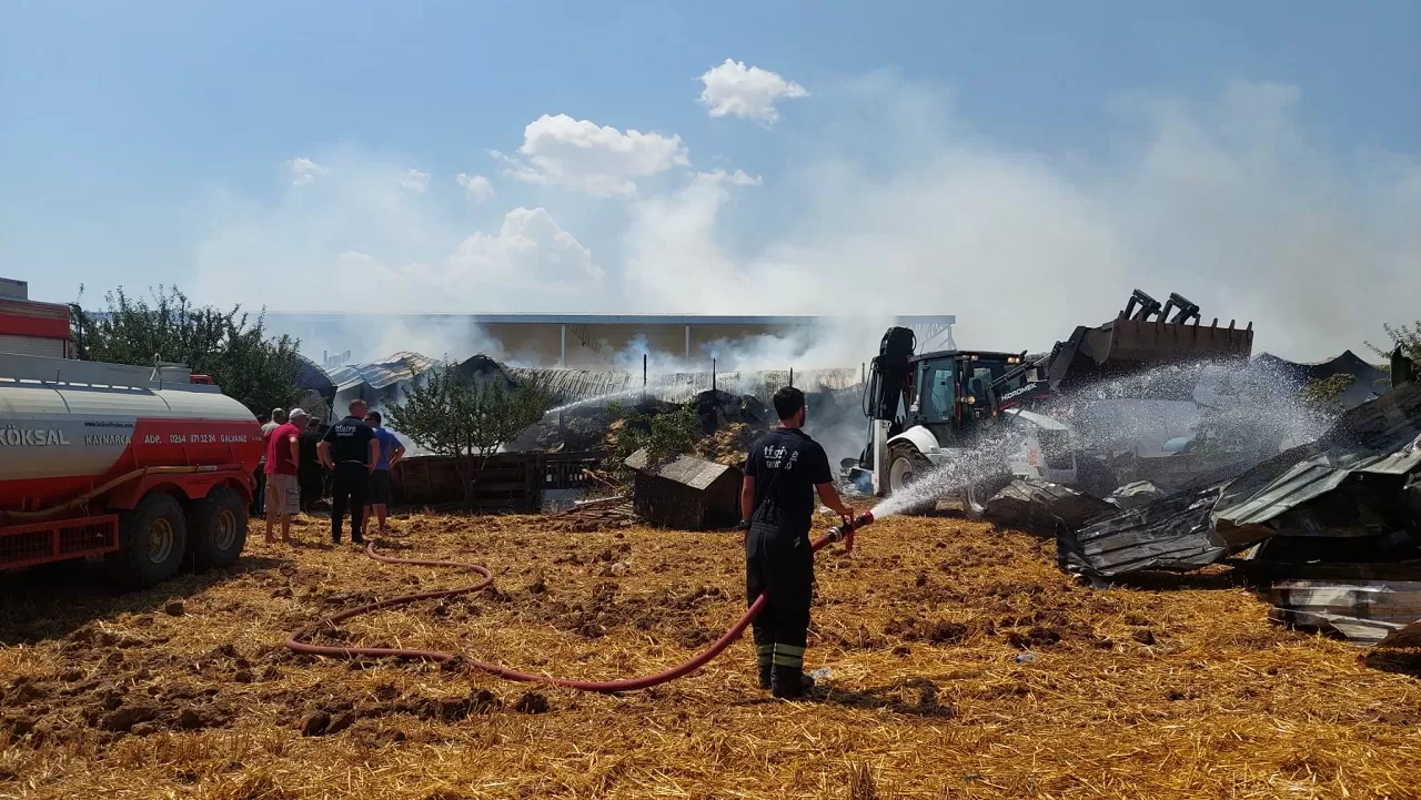 Marmaraereğlisi'nde çiftlik yangınında 15 bin saman balyası kül oldu