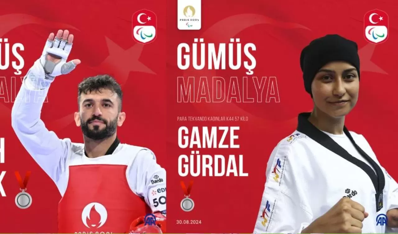 Milli taekwondocu Gamze Gürdal ve Fatih Çelik’ten gümüş madalya