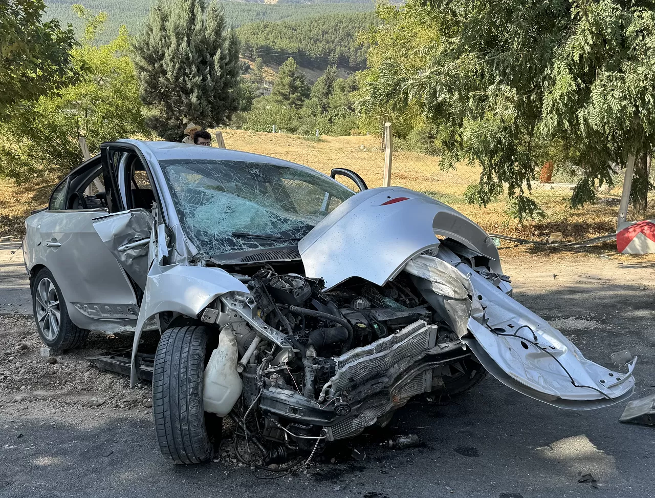 Kahramanmaraş'ta ağaca ve direğe çarpan otomobildeki 4 kişi yaralandı