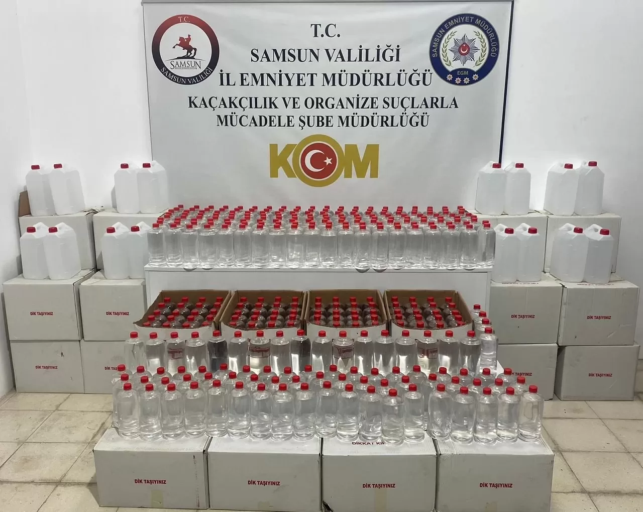 Samsun'da 1 ton etil alkol ele geçirildi