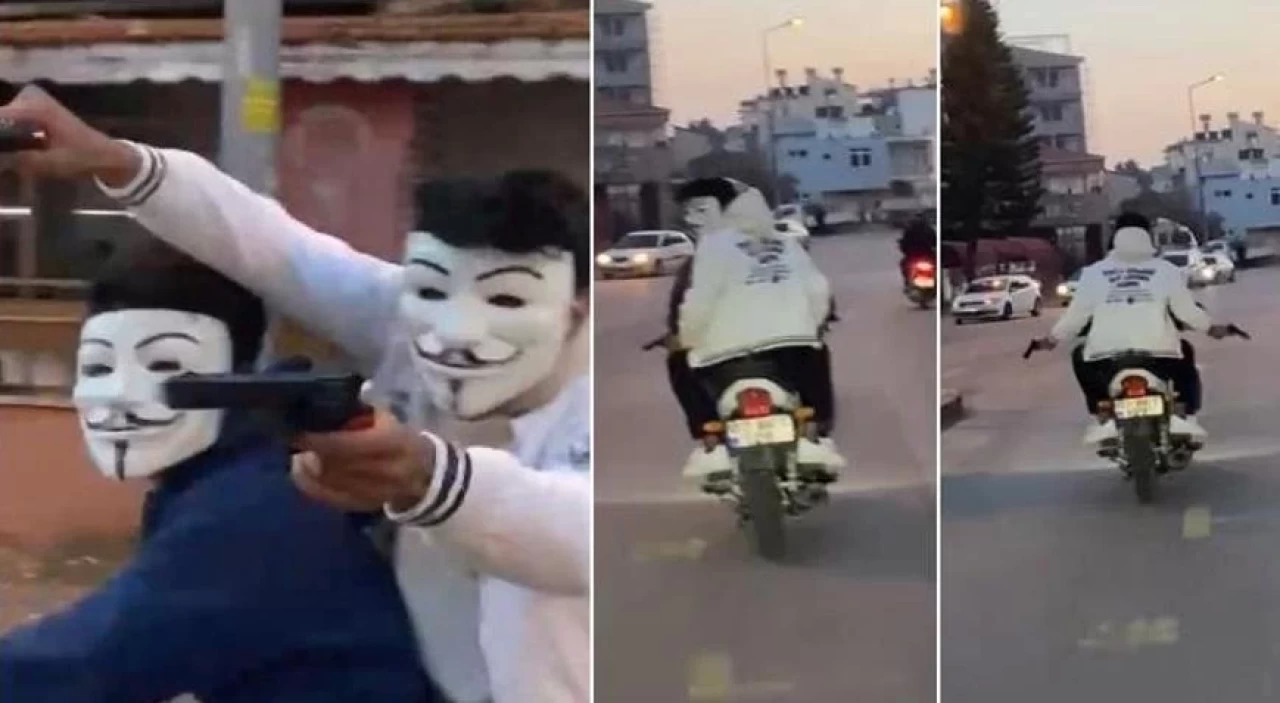 Antalya'da Anonymous maskeli motosikletliler korku saçtı! İki kişi yakalandı