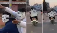 Antalya'da Anonymous maskeli motosikletliler korku saçtı!