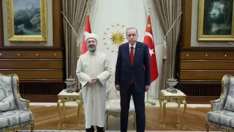 Cumhurbaşkanı Erdoğan, Diyanet İşleri Başkanı Erbaş ile görüştü.