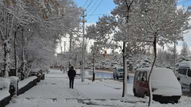 Erzurum, ilkbaharda yağan karla beyaza büründü