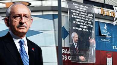 Kılıçdaroğlu'na pankartlı tepki: Söylesene 'Çocuklarımızı şehit eden Demirtaş'ı serbest bırakacağım' diye