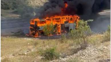 Erzurum'da yolcu otobüsünde yangın