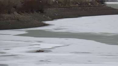 Hava sıcaklığı sıfırın altında 10 dereceye düştü, gölet buz tuttu