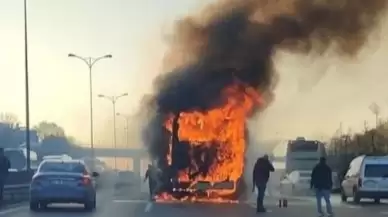 TEM'de yolcu otobüsünde yangın!