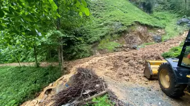 Rize'de etkili olan yağış nedeniyle heyelan oldu