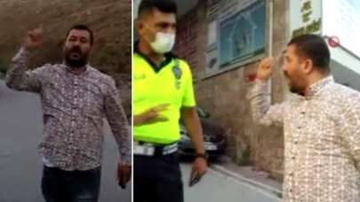 Şehir zorbasından görevi başındaki polise tehdit