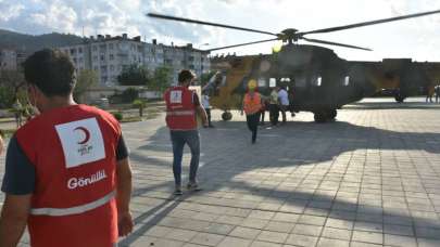 Bozkurt'ta köylere helikopterle erzak yardımı yapılıyor