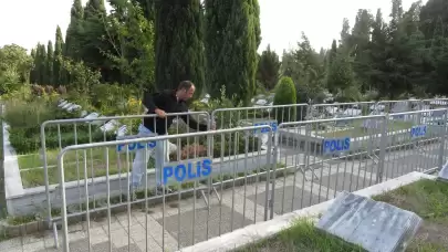 Polisten Cem Garipoğlu'nun mezarının etrafında bariyerli önlem