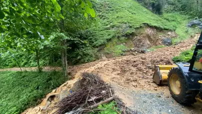 Rize'de etkili olan yağış nedeniyle heyelan oldu