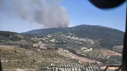 Manisa'nın Soma ilçesinde çıkan orman yangınına müdahale devam ediyor