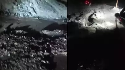 Hatay'da heyelan nedeniyle yayla yolu ulaşıma kapandı