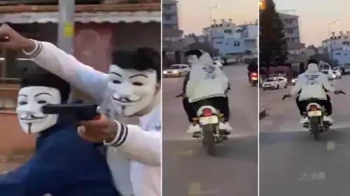 Antalya'da Anonymous maskeli motosikletliler korku saçtı!