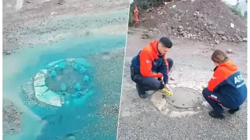 Yalova'da ilginç anlar, rögardan mavi su fışkırdı!