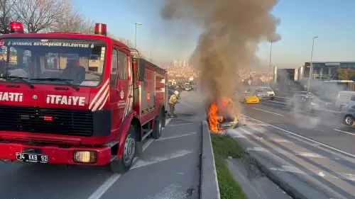 E-5’te seyir halindeki araç alev topuna döndü