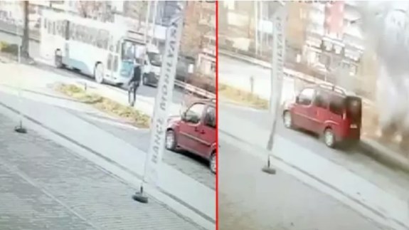 Bursa’da infaz koruma memuru Cengiz Yiğit’in şehit olduğu bombalı saldırı kamerada!