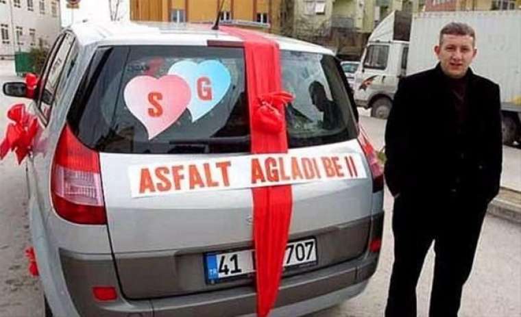 Gelin arabasındaki yazıyı görünce şaştı kaldı 32