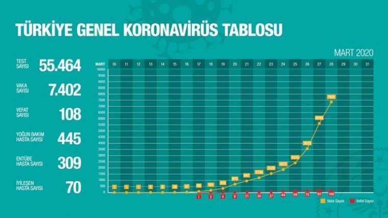 Türkiye'de gün gün vefat ve vaka sayısı 11