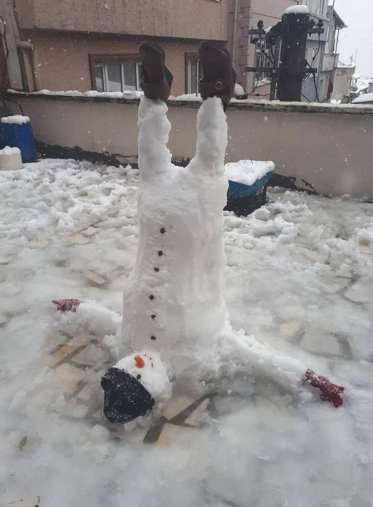 Yağış etkili oldu! Kardan adamlar görenleri gülümsetti... 18