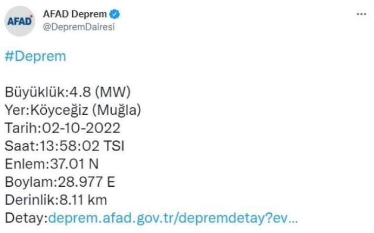 Muğla'da korkutan deprem! 1