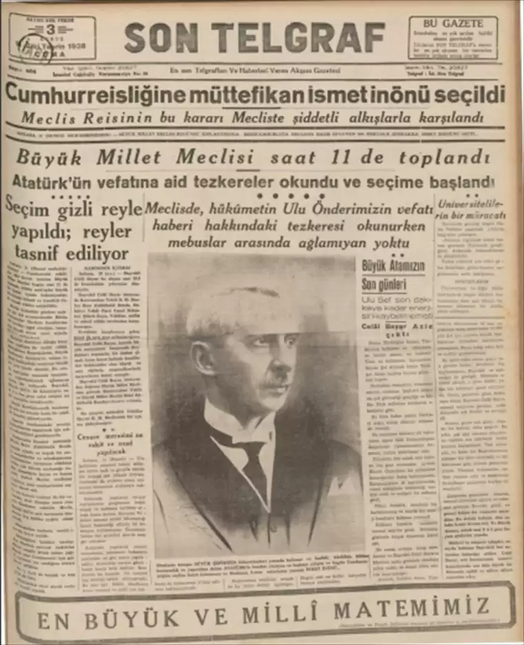 10 Kasım matemi gazetelerin tarihi manşetlerinde: Memleketi hıçkırıklara boğan kara haber 21