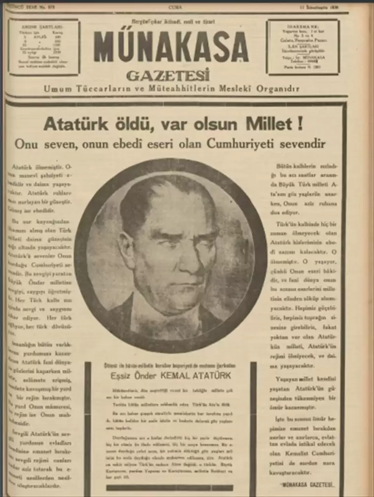 10 Kasım matemi gazetelerin tarihi manşetlerinde: Memleketi hıçkırıklara boğan kara haber 17