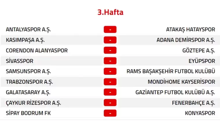 Trendyol Süper Lig 2024-2025 Sezonu Fikstürü 3