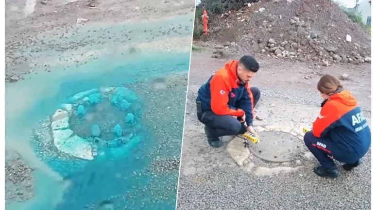 Yalova'da ilginç anlar, rögardan mavi su fışkırdı!