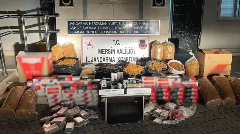 Mersin'de kaçak 34 bin adet makaron ele geçirildi