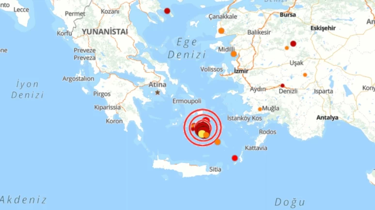 Ege Denizi'nde 4,7 büyüklüğünde deprem