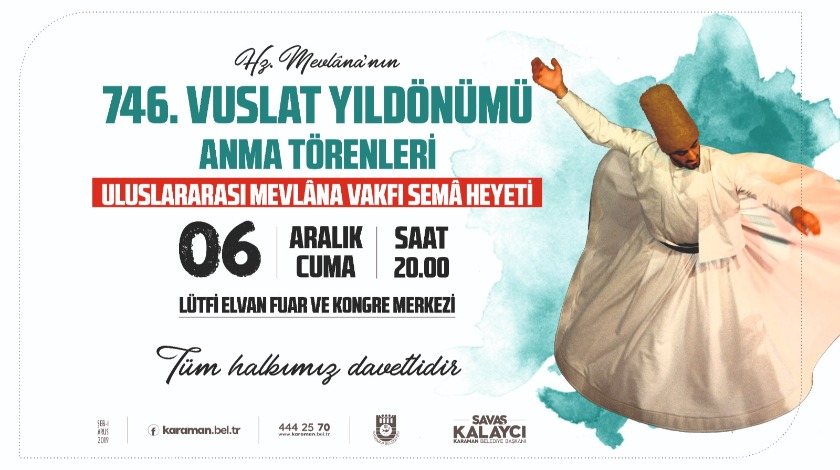 Hz.Mevlana'yı anma etkinlikleri başlıyor