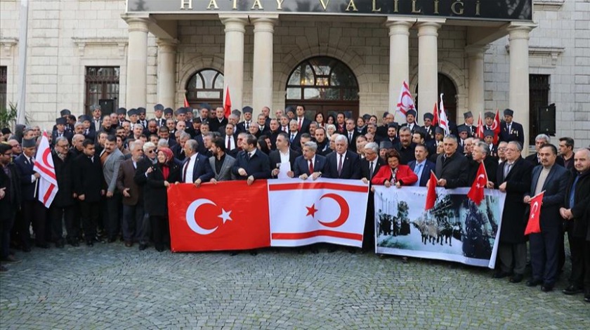 Hatay'da KKTC Cumhurbaşkanı Akıncı'nın açıklamalarına tepki