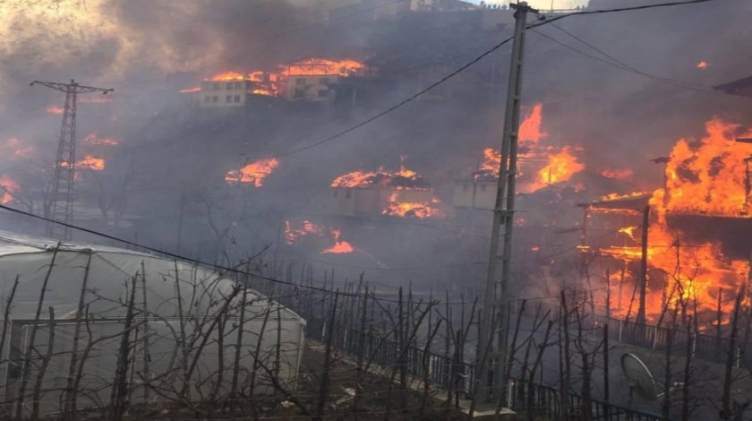 Artvin'de köyde yangın: 50'ye yakın ev alev aldı